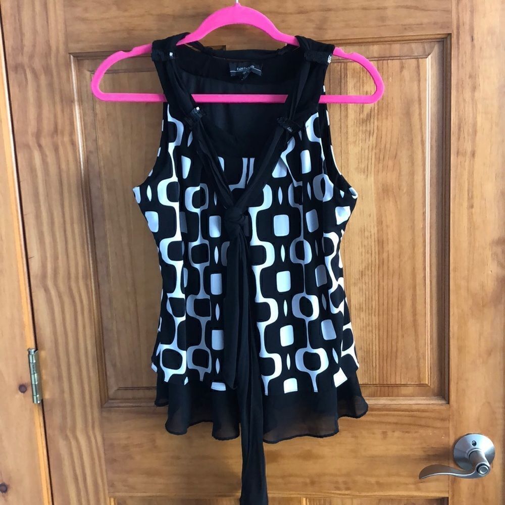 Fancy Black/White Dress Tank Top 6P